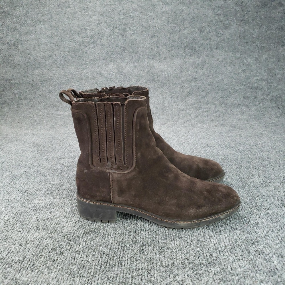 Via Spiga Boots Womens Size 6 Brown Suede Chelsea Ankle Lug Sole‎ Booties